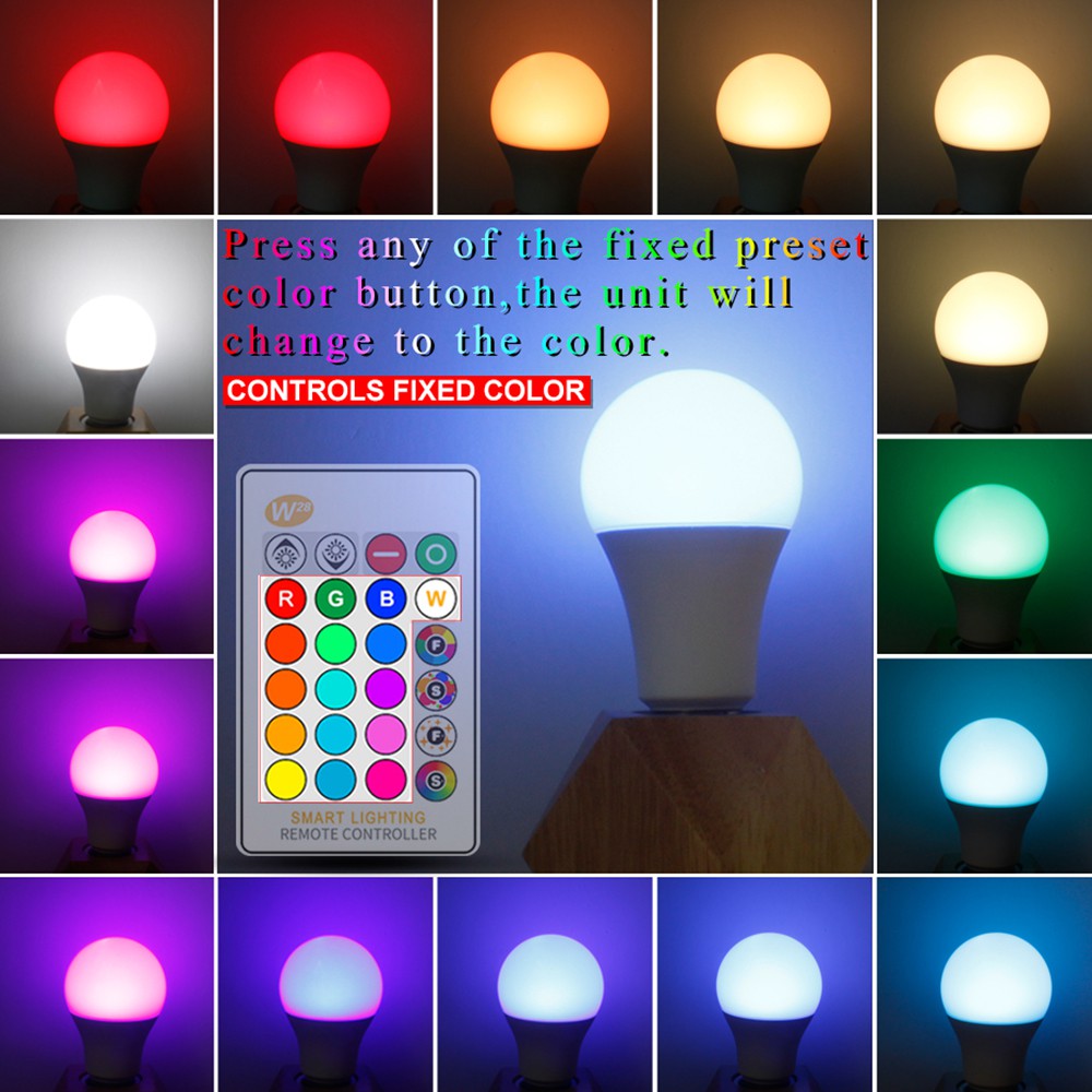 ⍝⍝ LED Lamp RGB LED Bulb E27 RGBW Dimmable Ampoule LED Smart Lights For Home Holiday Decoration With Remote Control 【Tech】