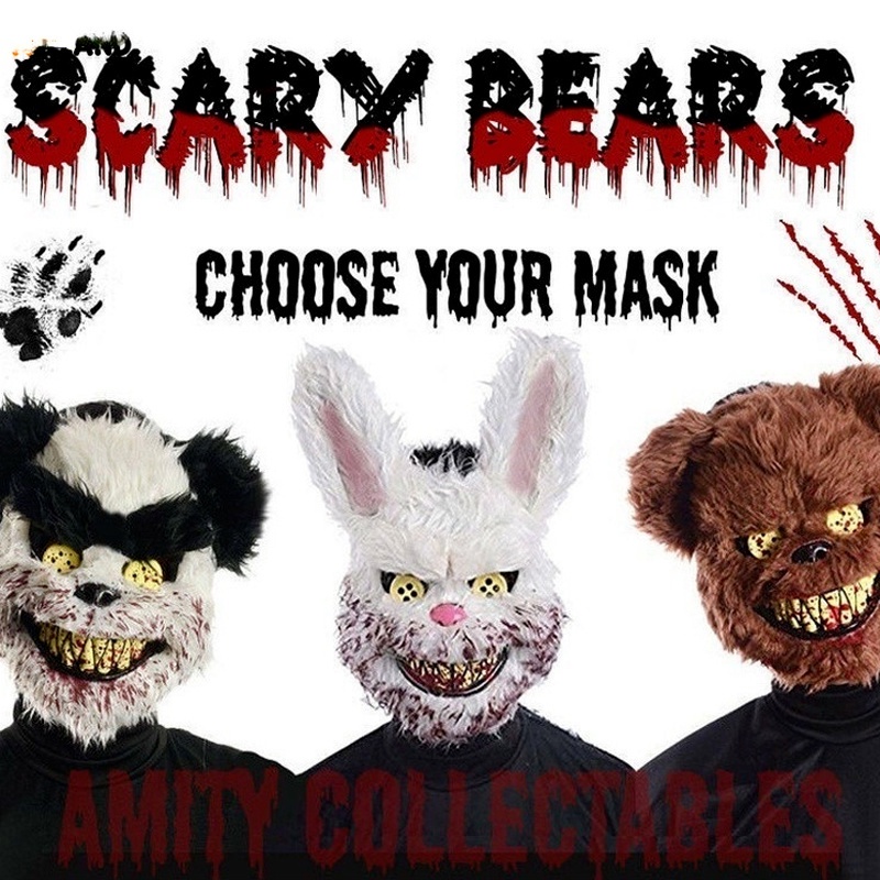 Mặt Nạ Thỏ Nhồi Bông Hóa Trang Halloween Kinh Dị
