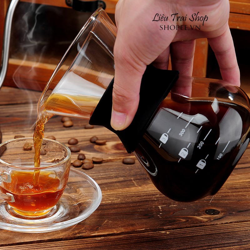 Bình pha cà phê cafe Chemex 400ml và lưới lọc Inox  pour over  drip