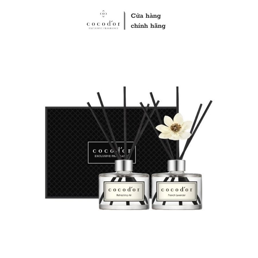 Bộ Gift Set 2 Lọ Tinh Dầu Tán Hương Thiết Kế Sang Chảnh Cocodor Diffuser 400ml