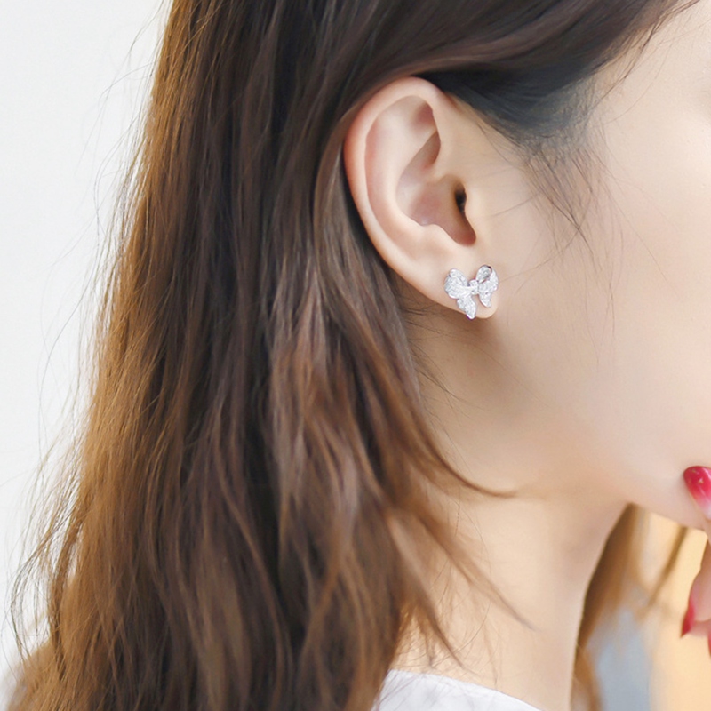 Bông Tai Đính Đá Sapphire Trắng Cho Nữ