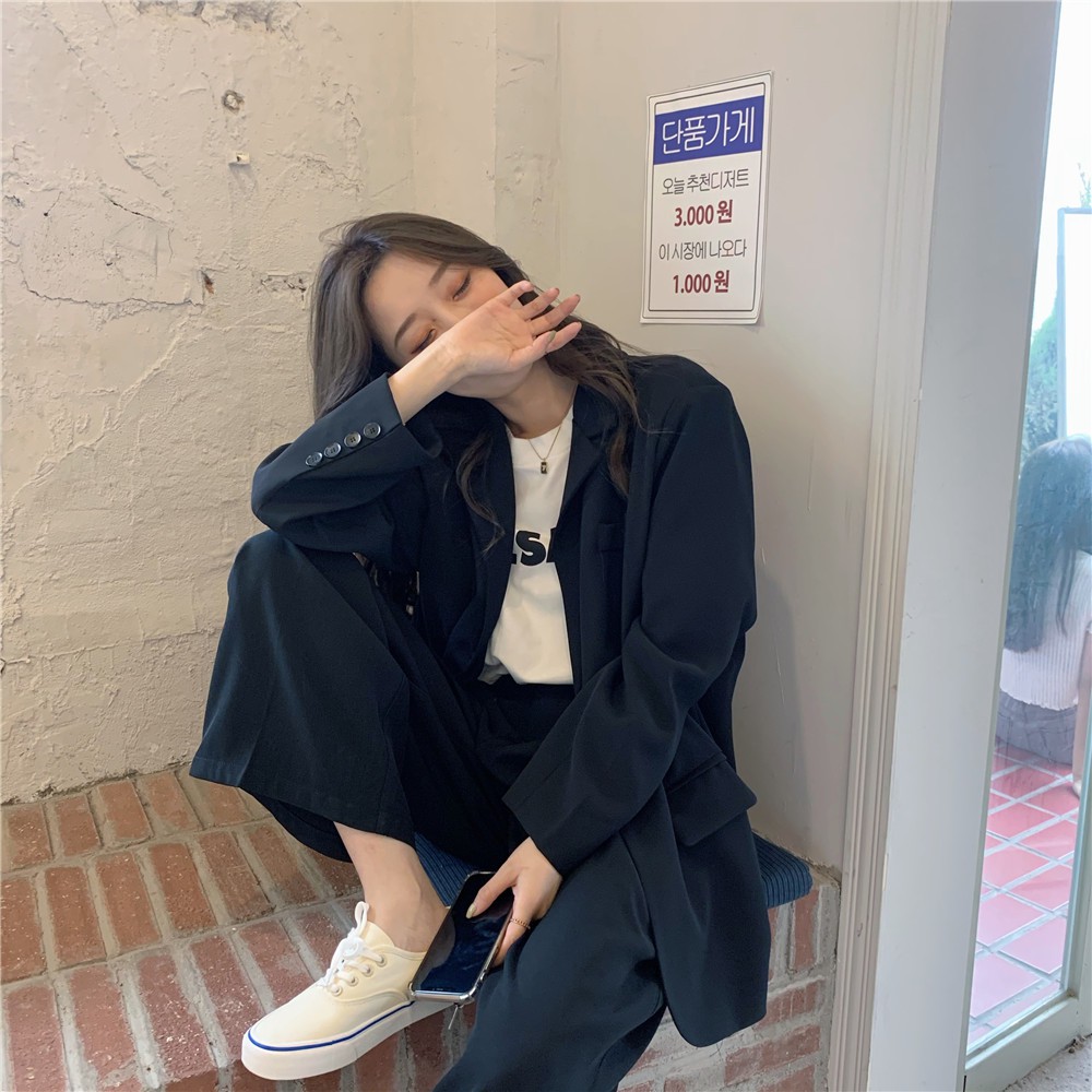 [ORDER] Blazer mỏng cúc lưng style ulzzang Korea (xanh nhạt/ đen) | BigBuy360 - bigbuy360.vn