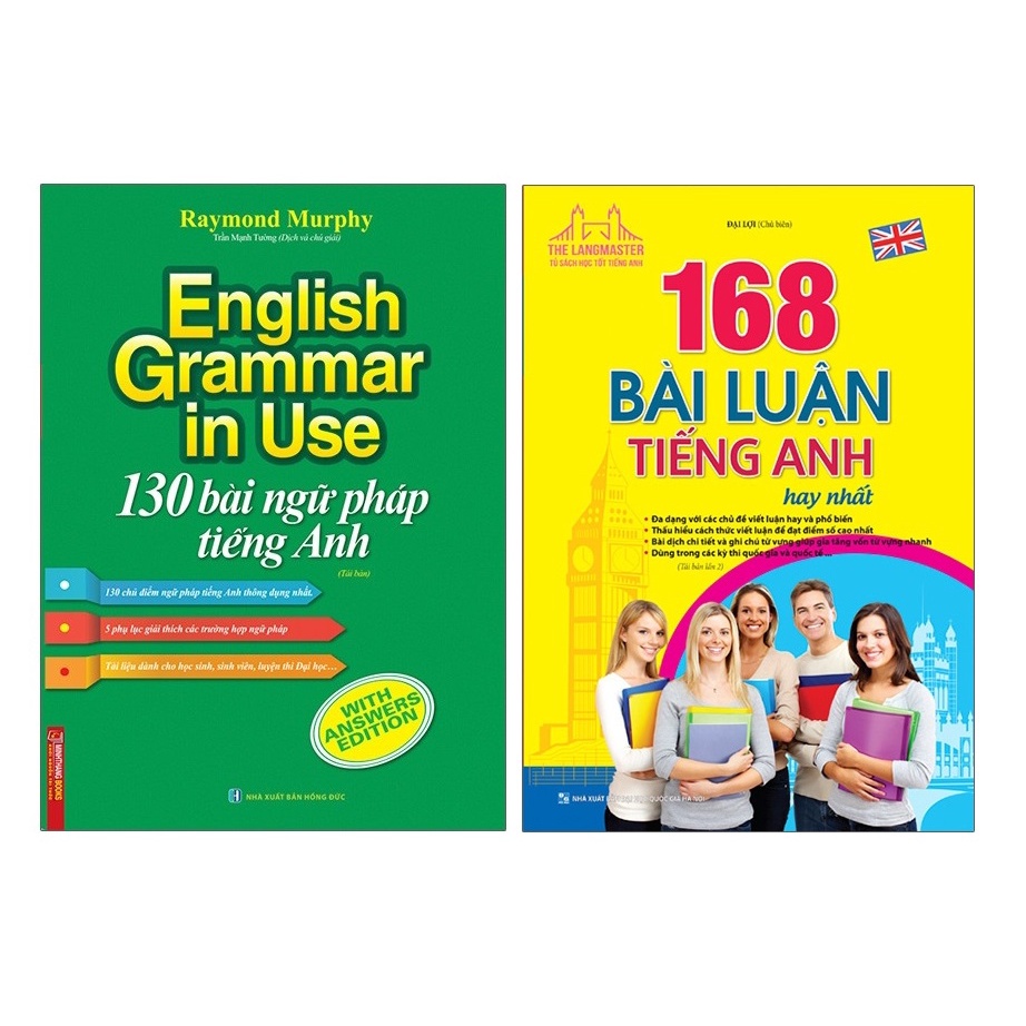 Sách - Combo 130 bài ngữ pháp tiếng Anh (màu) +168 bài luận tiếng Anh hay nhất