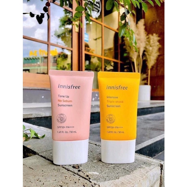 Kem Chống Nắng cho da nhạy cảm, da khô, da dầu Innisfree Triple Care Shield Vàng Hồng SPF 50PA++++ | BigBuy360 - bigbuy360.vn