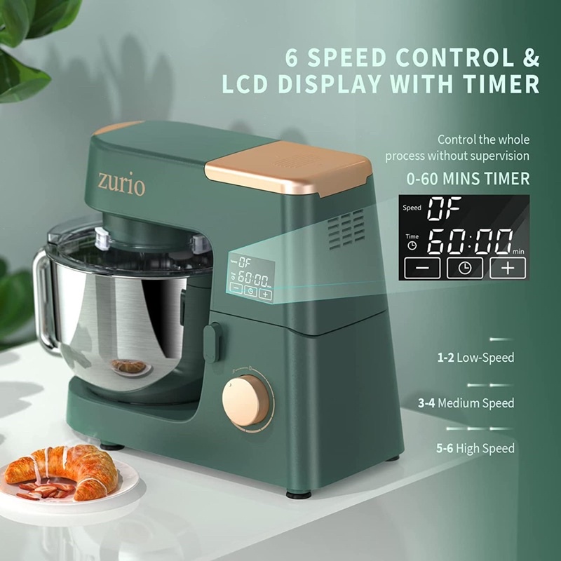 Máy nhào bột Zurio 6.5L 1500W có chức năng ủ bột và hẹn giờ - Phiên bản mới nhất 2022