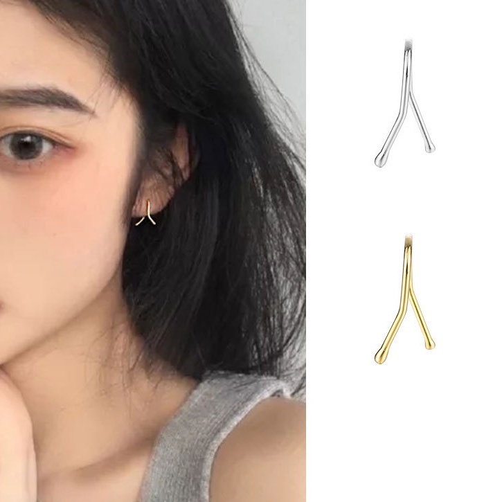 Bông tai bạc ý 925 móc đơn gian khuyên tai nữ nam