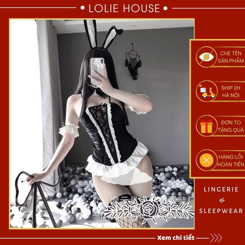 Cosplay thỏ sexy gợi cảm dáng liền thân có kèm bờm tai thỏ, vòng cổ và tay LOLIE HOUSE - CP42