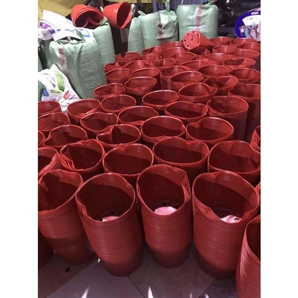 Chậu Nhựa Trồng Cây C10 Mềm Màu Đỏ