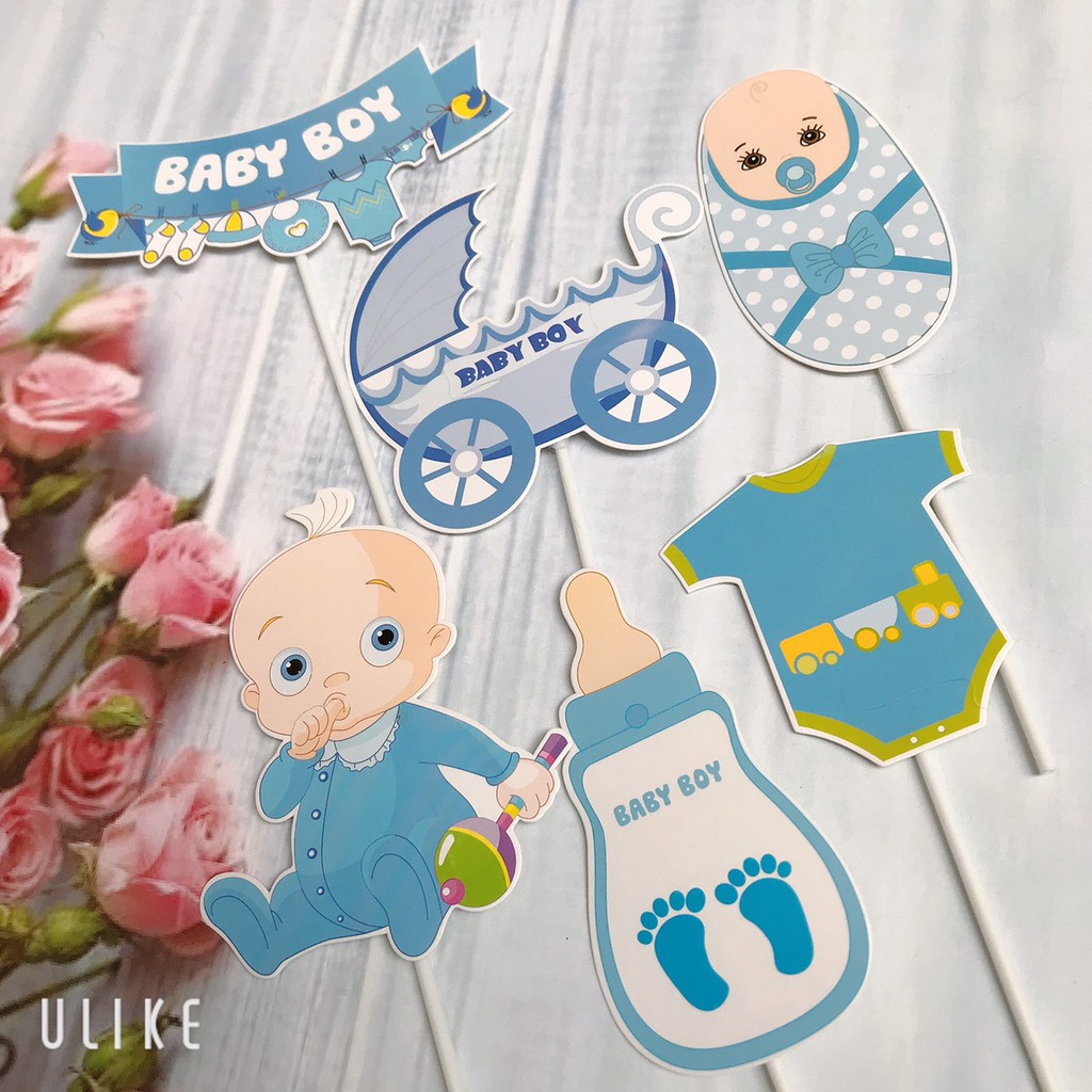 [SIÊU RẺ❤️] – Set cắm giấy Baby boy - Trang trí bánh sinh nhât bánh kem