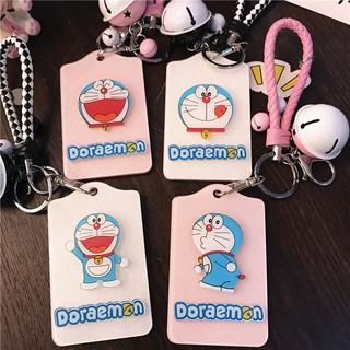 Móc khóa thiết kế có ngăn để thẻ in hình doremon kiểu dáng dễ thương