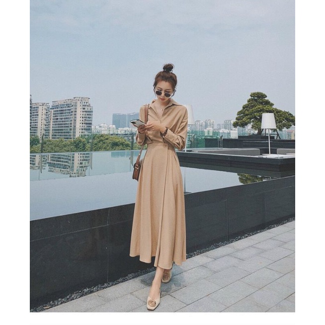 Đầm sơ mi dáng dài tay dài siêu đẹp