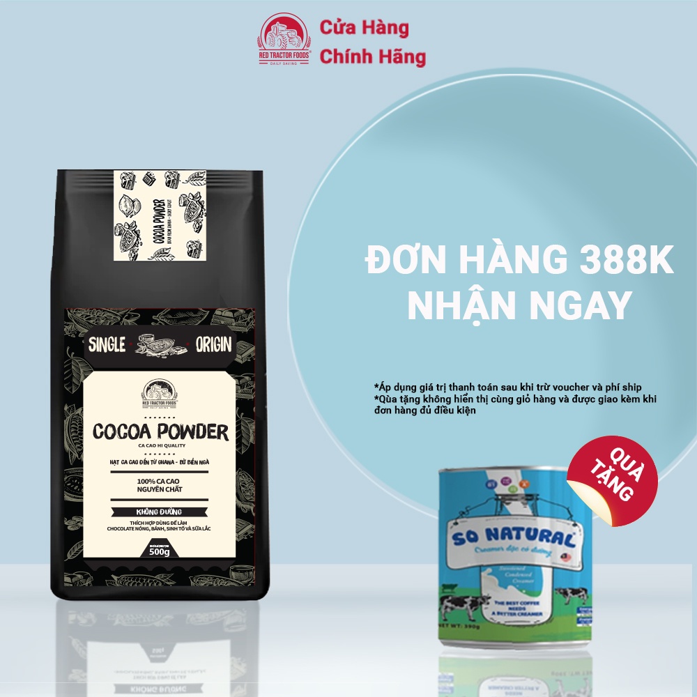 Red Tractor-Cacao Hạng Vàng Không đường Hạt giống từ Ghana và Bờ Biển Ngà Dùng để chế biến hoặc pha uống-0,5kg