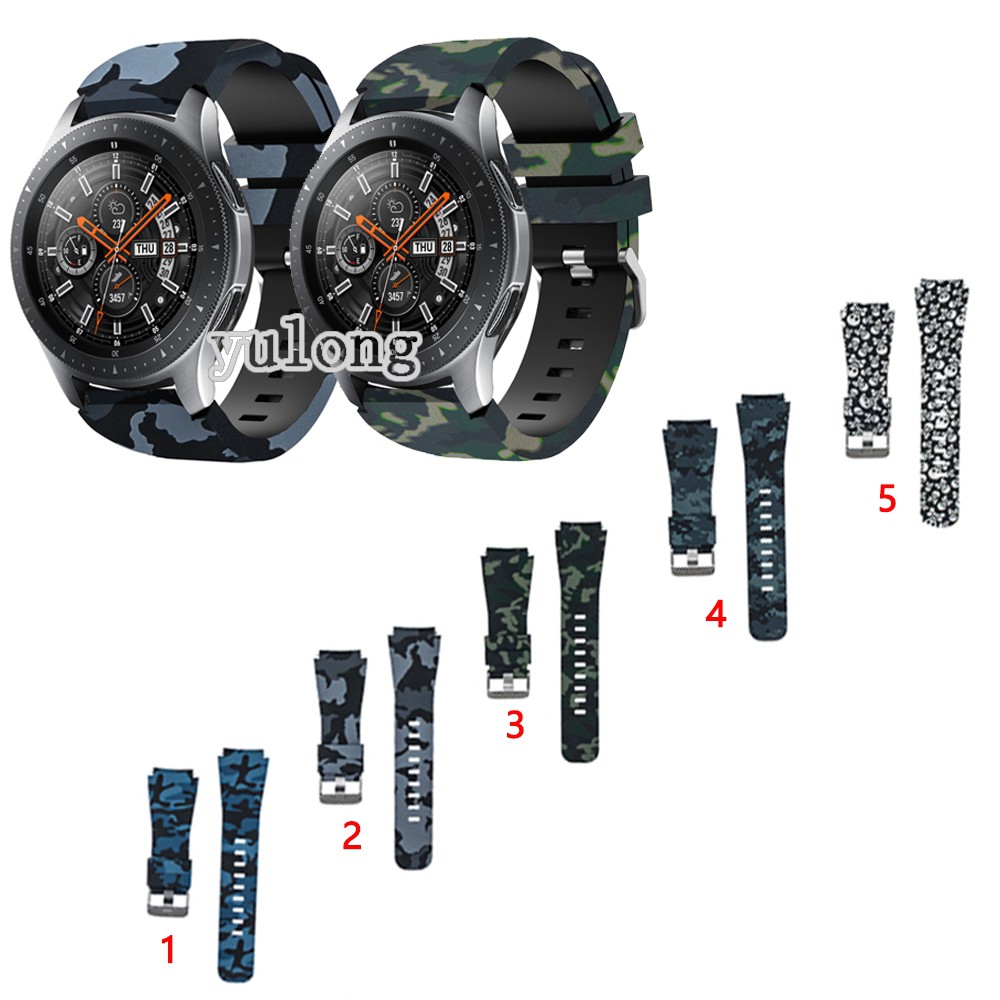 Dây đeo bằng silicone màu camo 46mm thích hợp cho đồng hồ samsung galaxy watch