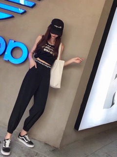 [FREESHIP] Quần Jogger nữ cạp chun chữ co giãn cá tính