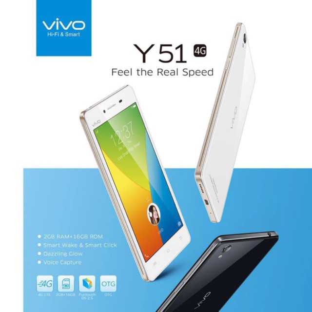 ĐIỆN THOẠI VIVO Y51 -RAM 2GB BỘ NHỚ 16GB- bảo hành 12 tháng - hàng nhập khẩu