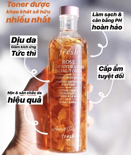 Nước hoa hồng Fresh Rose Deep Hydration Facial Toner