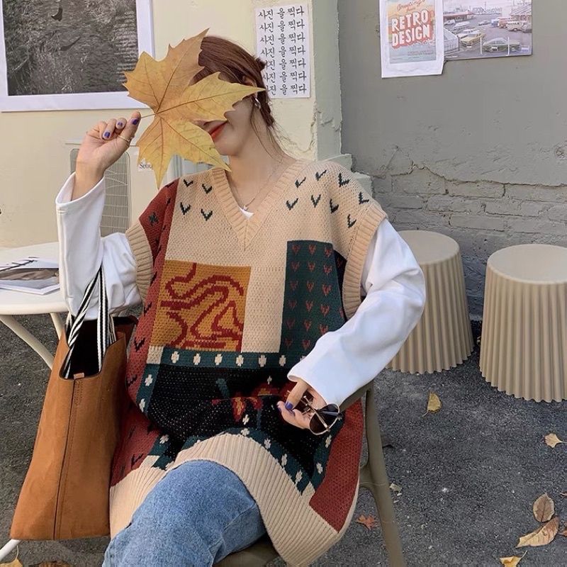 Áo gile len họa tiết bigsize ORDER