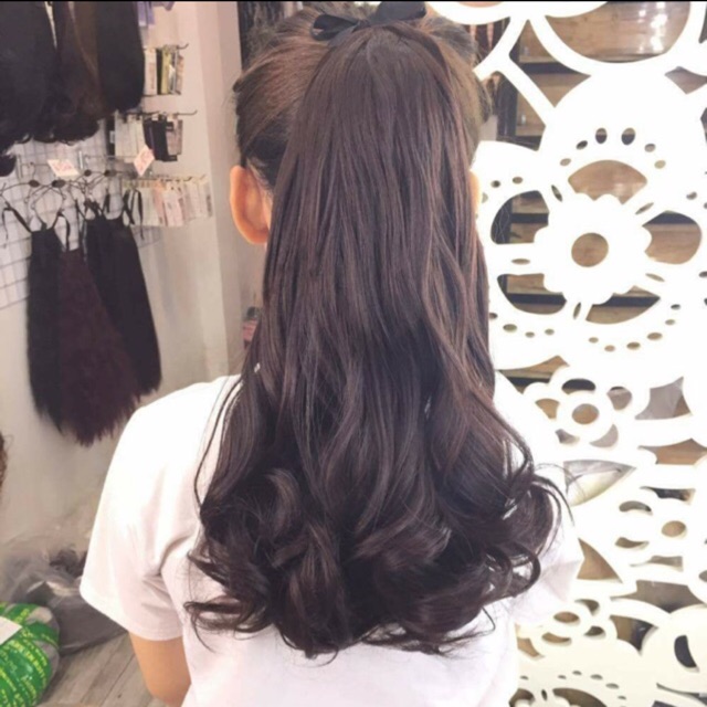 Tóc giả cột đuôi xoăn 40cm