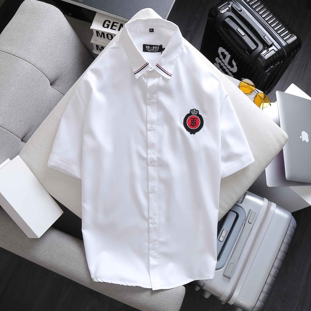 BIGSIZE - Áo sơ mi nam tay ngắn bigsize nhiều mẫu trắng đen form 70 -130kg - NY