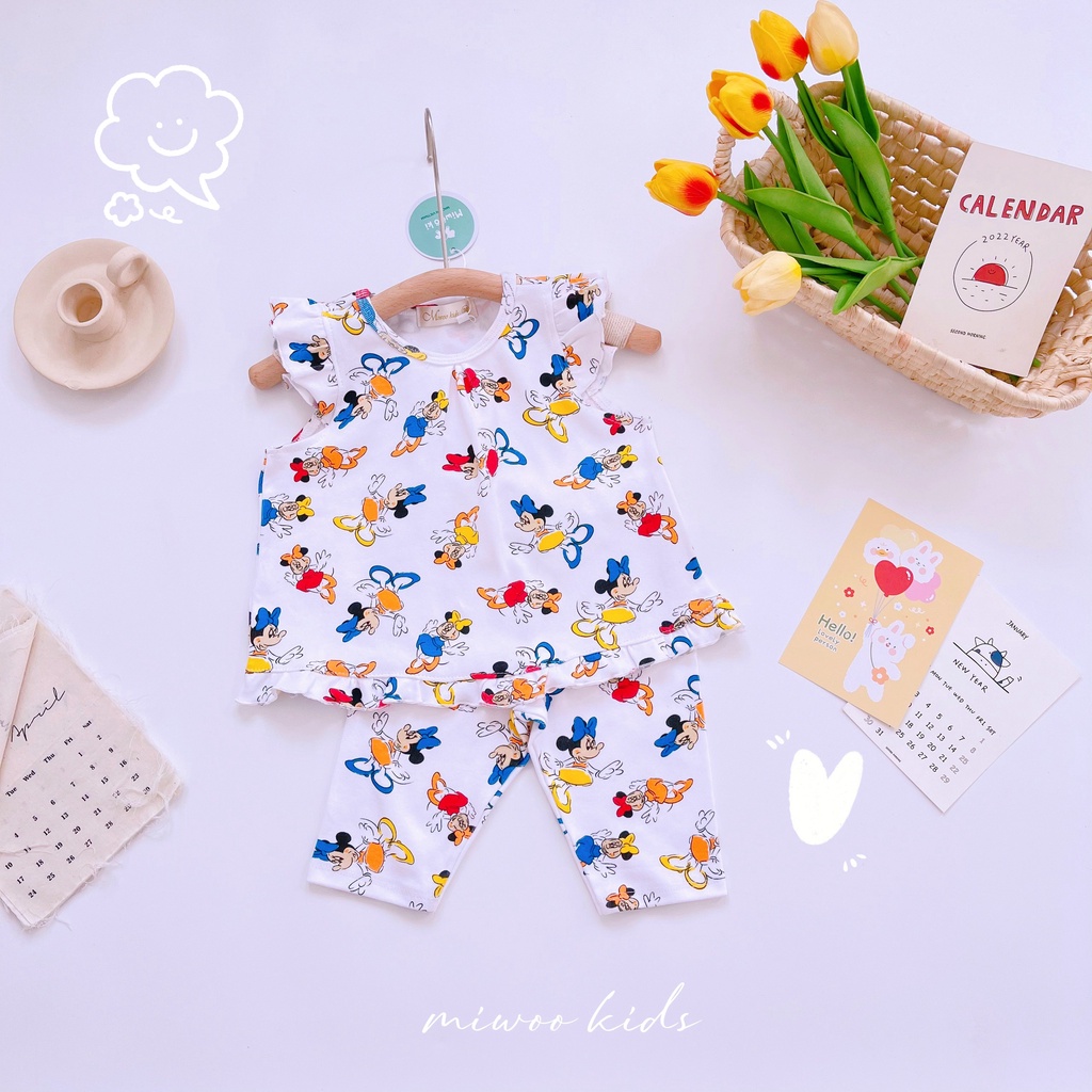 Bộ thun cotton lửng cánh tiên Miwoo kids họa tiết siêu dễ thương cho bé bảng 6