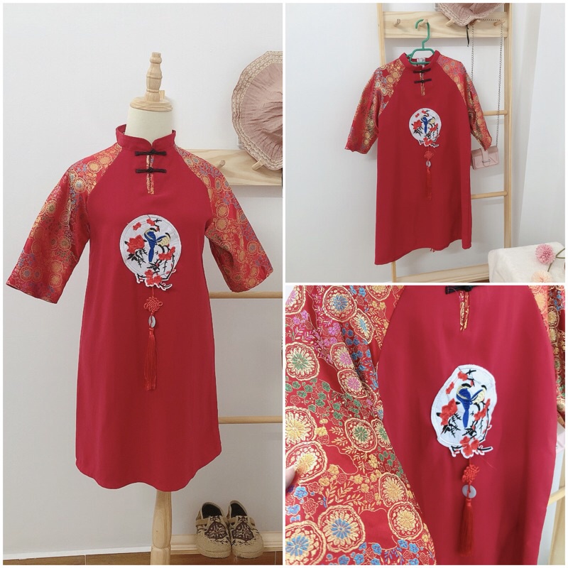 Đầm hoa sườn xám họa tiết trendy