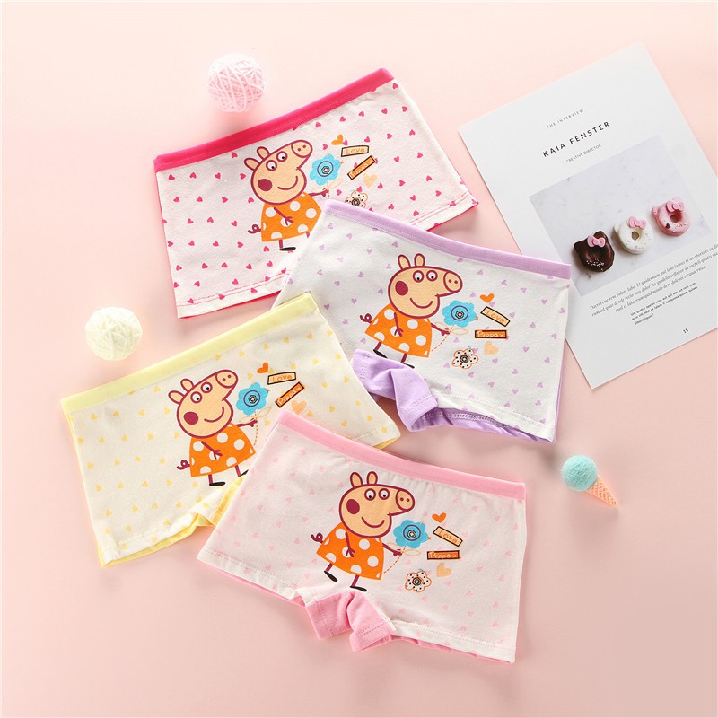 Set 4 quần lót boxer chất cotton họa tiết heo Peppa đáng yêu cho bé gái