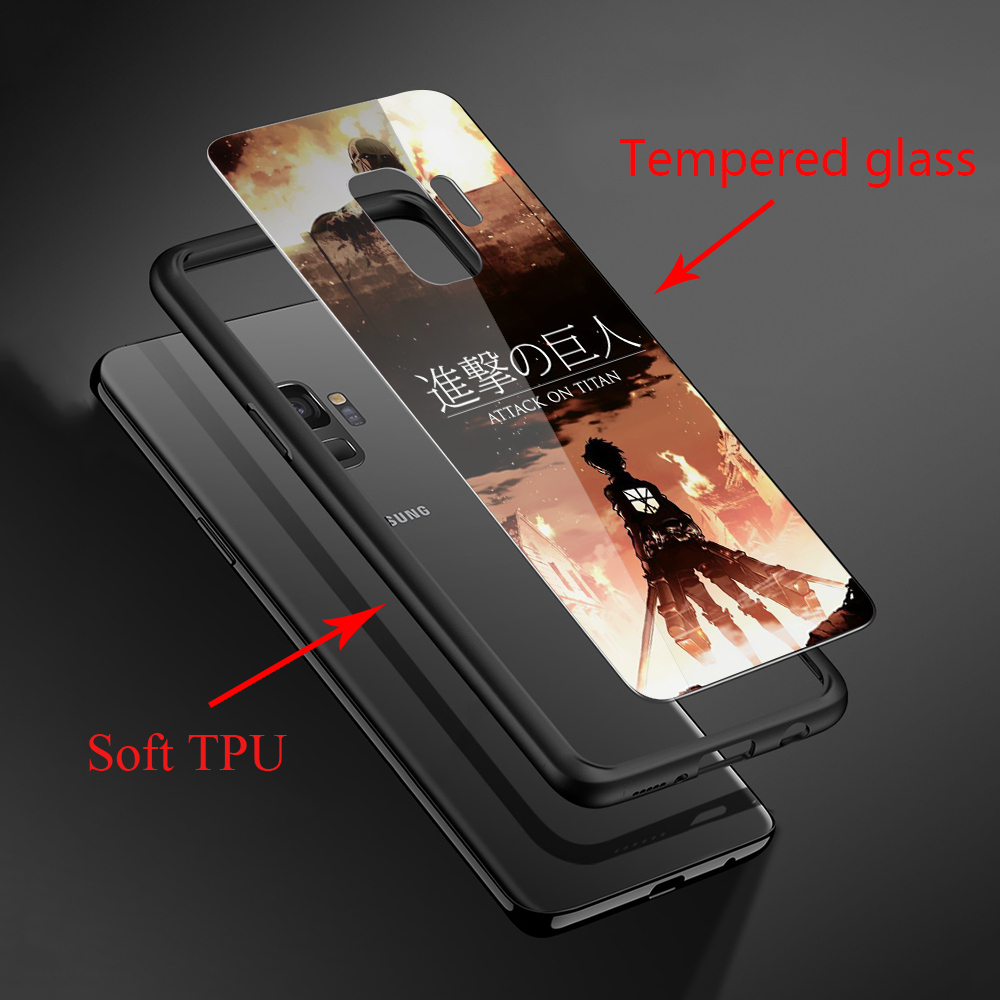 Ốp Lưng Kính Cường Lực In Hình Anime Attack On Titan Cho Samsung Galaxy A10 A20 A30 A40 A50 A60 A70 A51 A71 A81