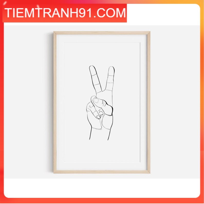 Tranh treo tường | Line art-Peace Sign Fine Line Print, Black And White Prints 25 , tranh canvas giá rẻ