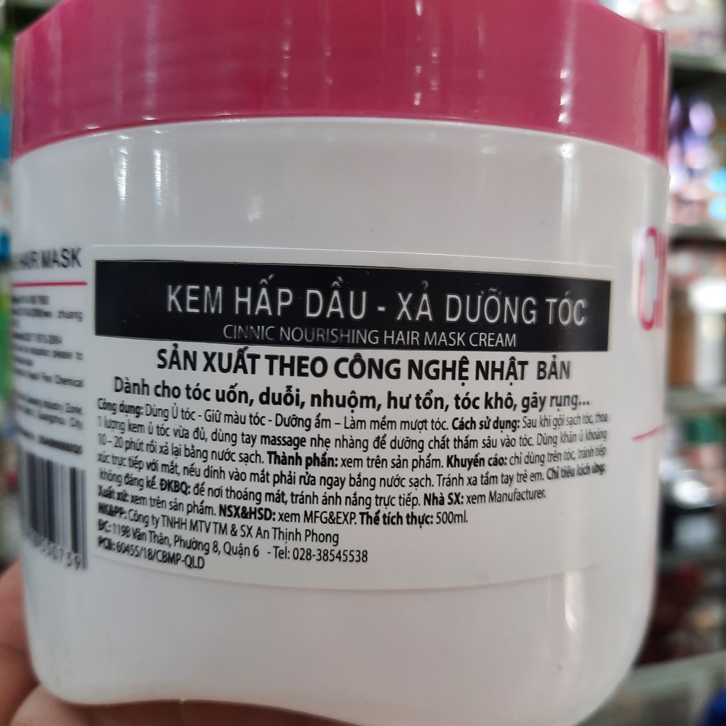 Kem ủ tóc, hấp dầu và xả tóc Cinnic hồng (500ml)