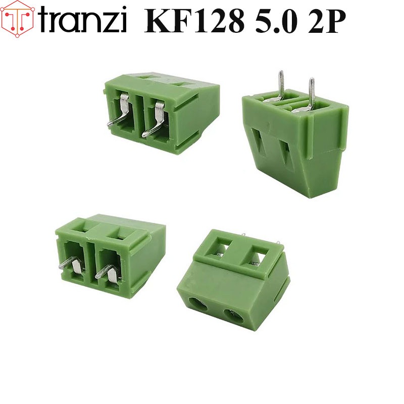 Cầu đấu 5.0mm KF128 5 2P chân cắm thẳng xanh - túi 10 cái