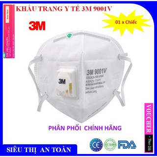 [ COMBO x 05 chiếc] Khẩu Trang Bảo Hộ Lọc Bụi Vi Khuẩn 3M 9001V, Có Van Lọc Mùi Hôi, Lọc Độc, Kháng Khuẩn