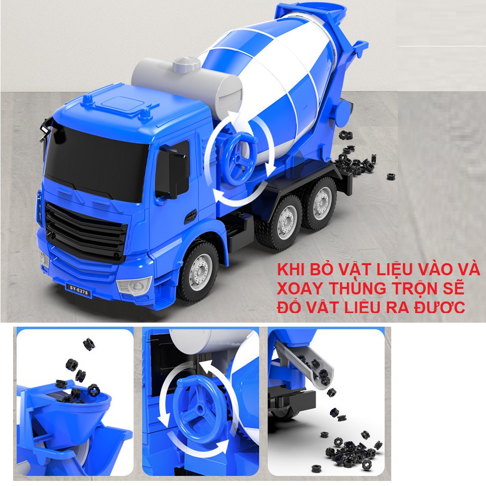 Mô hình xe chở bê tông tỉ lệ 1:26 Double E278-001 đồ chơi trẻ em xe bằng nhựa