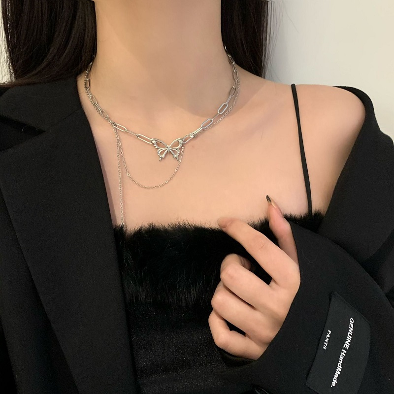 Dây Chuyền Sợi Xích Dài Mặt Hình Bướm Phong Cách Harajuku 19998