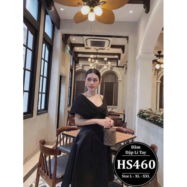 Đầm bigsize nữ dập li thiết kế dáng xòe dự tiệc sang chảnh HS460 - Màu trắng đen - size 55-90kg L XL XXL  ྇