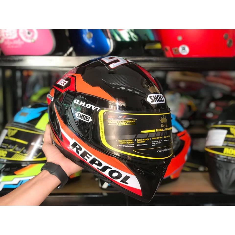 Tem REPSOL 93 dán nón bảo hiểm cho dòng nón Fullface, nón 3/4...