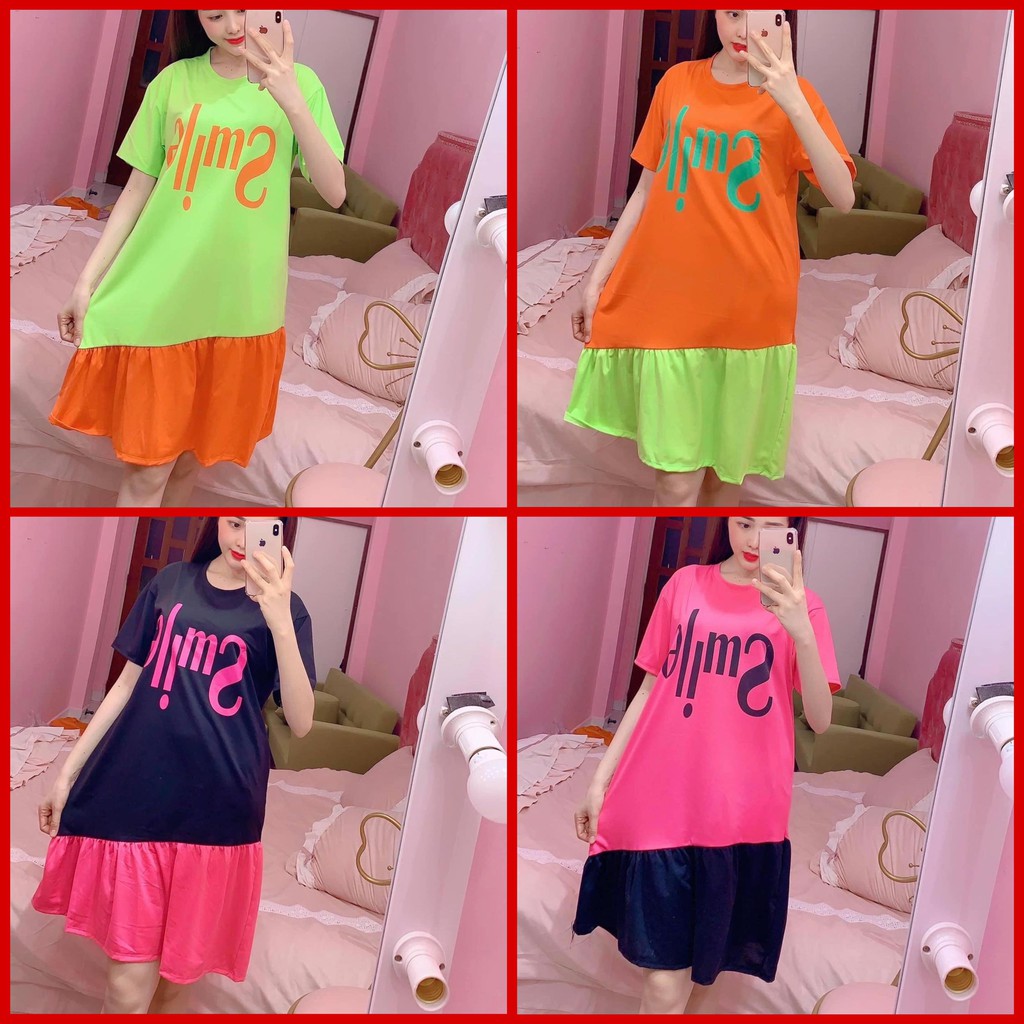 Đầm Babydoll phối màu nổi bật Smile / Hot Trend nhiều màu