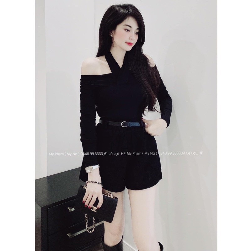 BÁN SỈ QUẦN SOOC NHUNG KÈM ĐAI XẺ GẤU NỮ 2 MÀU