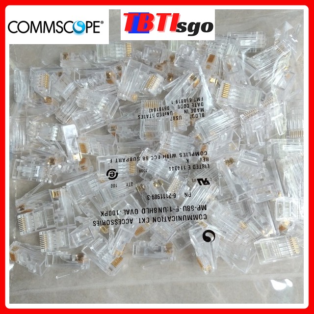 Hạt mạng RJ45 Cat6 COMMSCOPE/AMP  P/N:6-2111989-3 Đầu bấm mạng xịn chân đồng - Hàng chuẩn chính hãng