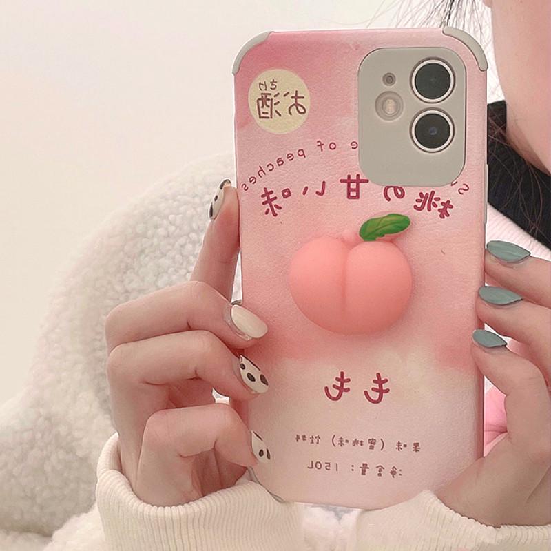 Ốp Điện Thoại Chống Sốc In Hình Quả Đào Hồng 3d Cho Iphone 12 11 Pro Max X Xs Max Xr 8 7 Plus | BigBuy360 - bigbuy360.vn