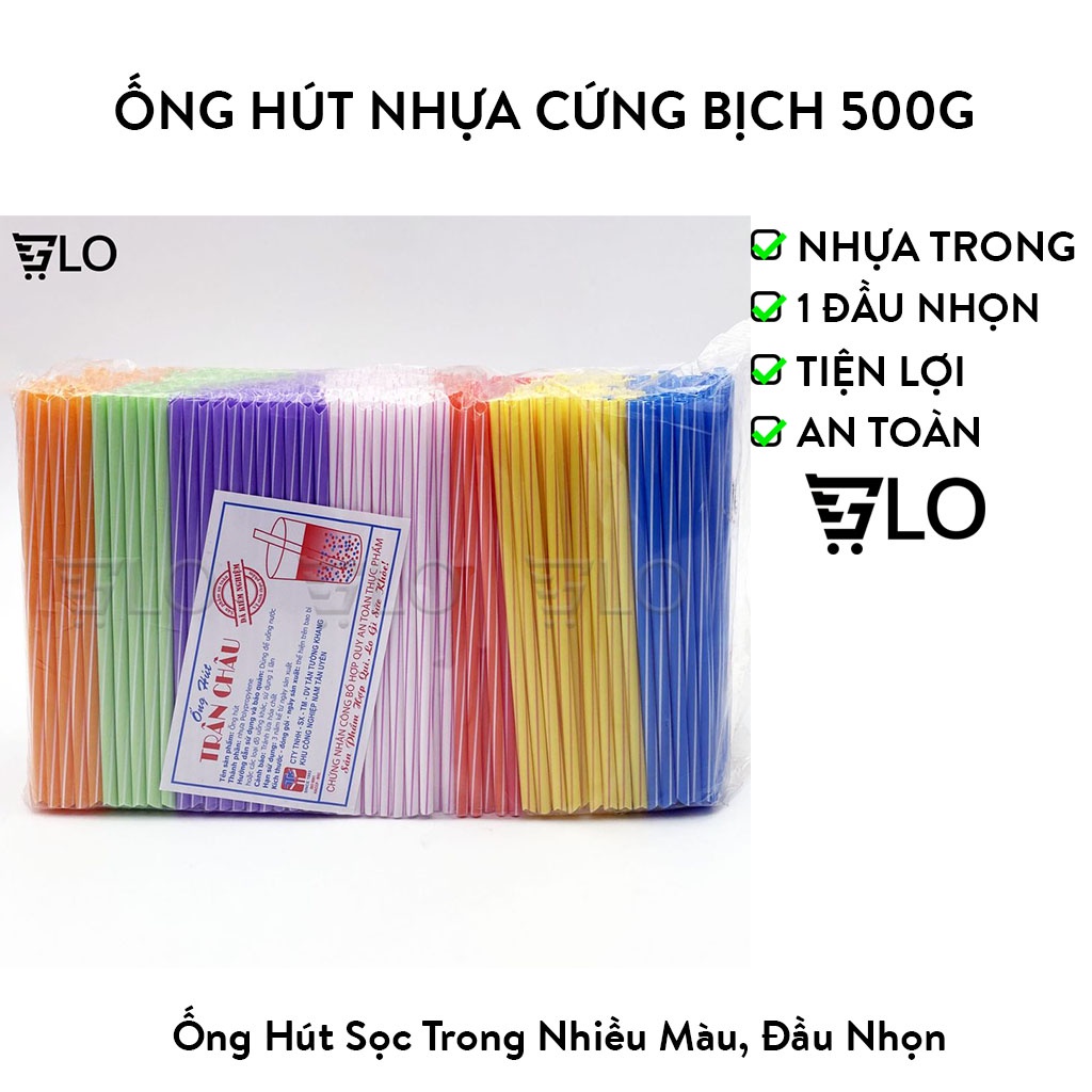 Ống Hút Nhựa Cứng Nước Mía Bịch 500g Có 1 Đầu Nhọn