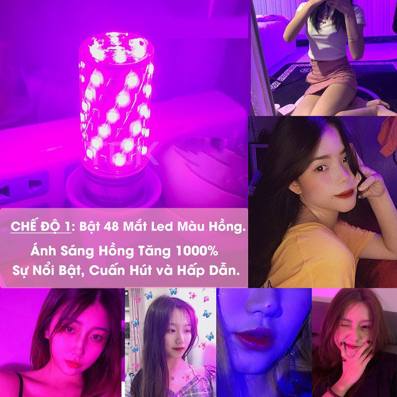 Đèn tiktok đèn 3 màu đèn tím tiktok đèn led trang trí phòng ngủ đèn quay tiktok đèn led trang trí đèn led neon