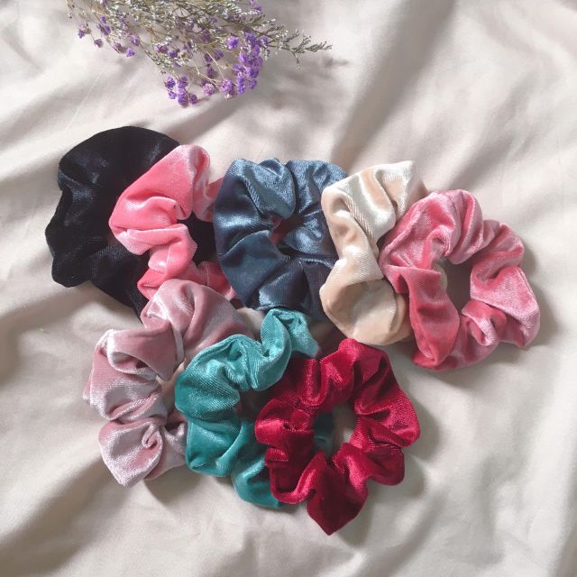 SCRUNCHIES NHUNG nhiều màu siêu xinh - Dây cột tóc vải dễ thương - SỈ LẺ SCRUNCHIES giá rẻ - Quà tặng nhỏ xinh ý nghĩa