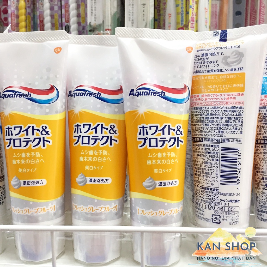 Kem đánh răng làm trắng cao cấp Aquafresh 140g mẫu mới nhất | Hàng nội địa Nhật | Kan shop hàng Nhật