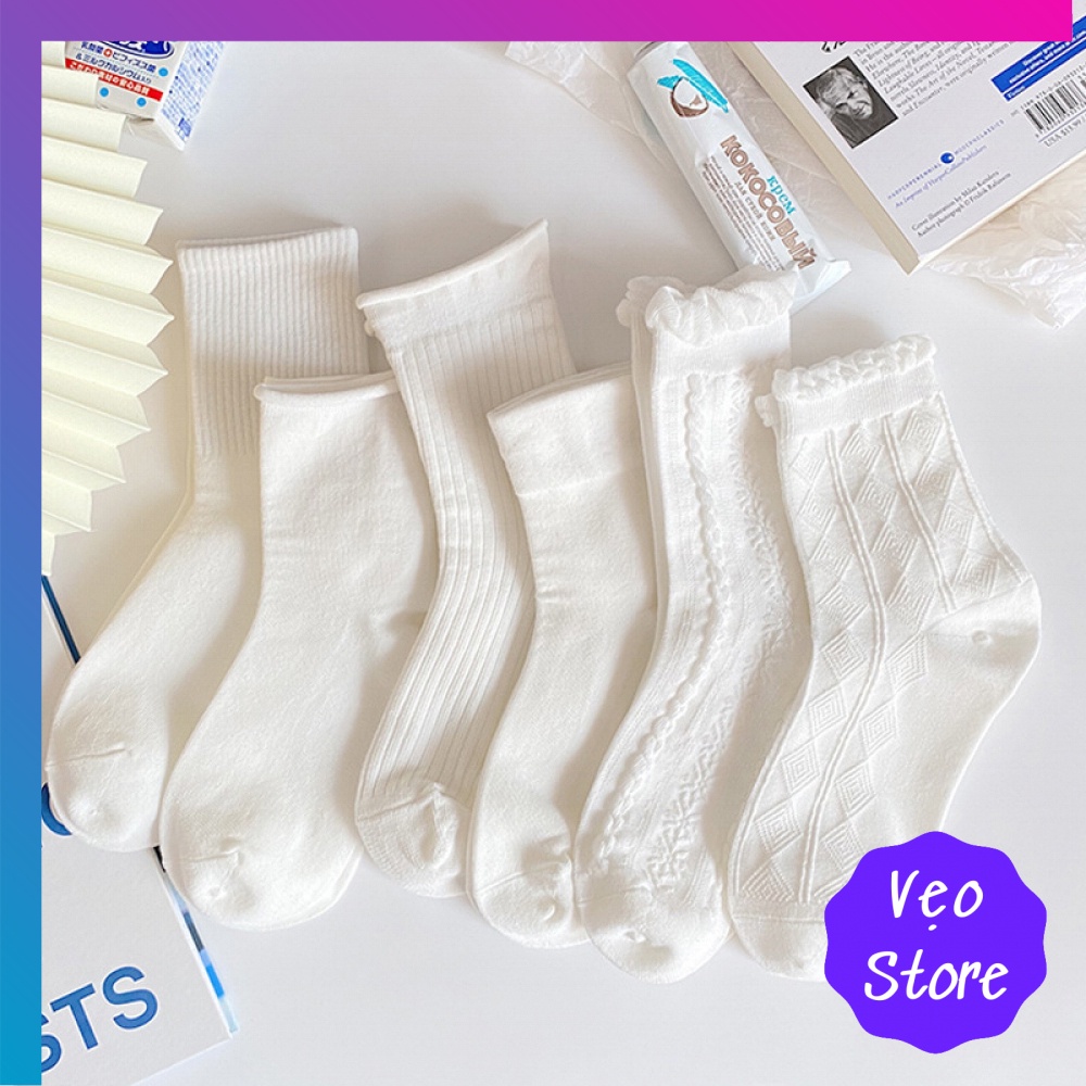 Tất cao cổ nữ chất liệu vải Hàn co giãn 4 chiều, vớ nữ phong cách Vintage - VeoStore