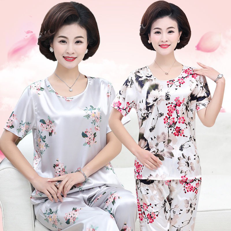 Bộ Đồ Ngủ Ngắn Tay Bằng Lụa Xinh Xắn Dành Cho Nữ | BigBuy360 - bigbuy360.vn