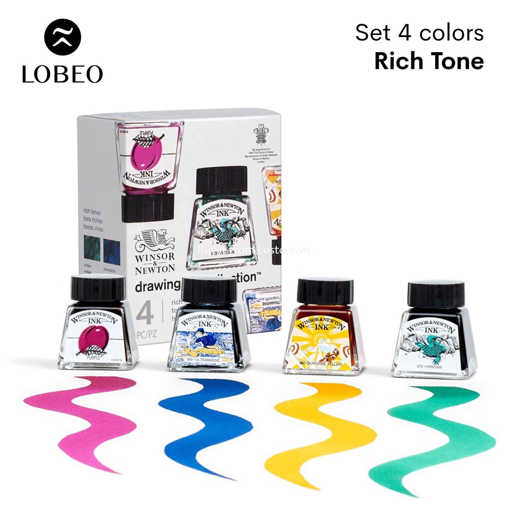[LỖ STORE] Mực vẽ kháng nước Winsor&amp;Newton 14ml set 4/8 màu