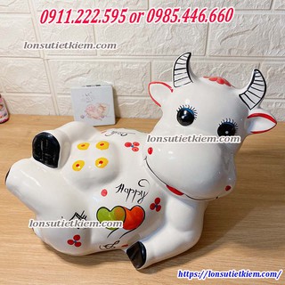 Heo đất tiết kiệm trâu sứ Bát Tràng
