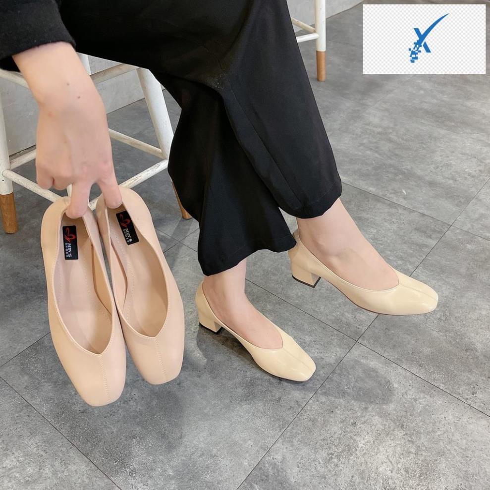 🖐️ Giày cao gót DEMIN cao gót da lì gót vuông 3cm phong cách thanh lịch- DCG140 🖐️
