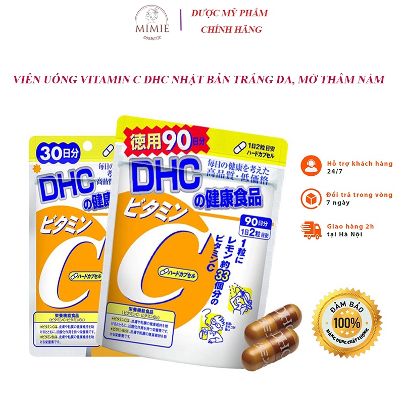 Viên Uống DHC Nhật Bản Bổ Sung Vitamin C Giúp Trắng Da, Mờ Thâm Nám