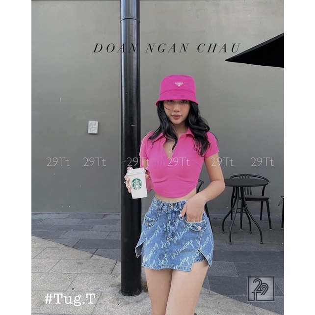 QUẦN GIẢ VÁY JEANS CHỮ XẺ ĐÙI TÚI NẮP MS24188